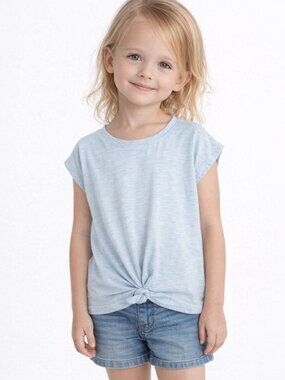 Cat & Jack Girls Blue Knotted Hem Tee Shirt Size Small (6–6X)
